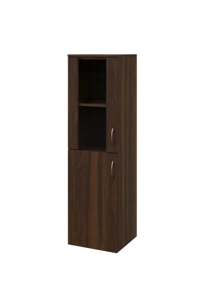 N 4 - 4DS kancelářská skříň, 1-dveřová/prosklená, levá, 1450x400x400, ořech královský